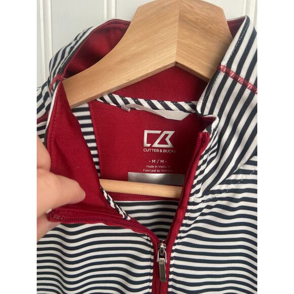 Wisconsin Badgers Cutter & Buck CB DryTec 50+ 1/4 Zip Women's Sz M Striped - Picture 4 of 5